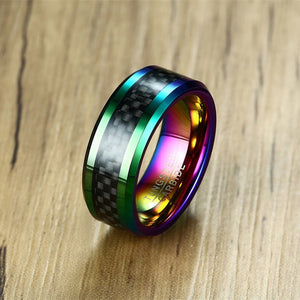 Anodized Rainbow Tungsten Carbide Ring
