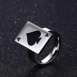 Poker Heart Gambling Signet Ring