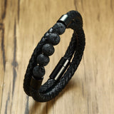 Double Wrap Braided Leather Bracelet