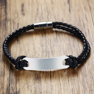 Name ID Weave Statement Leather Bracelet