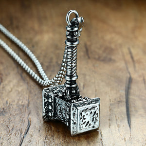 Solid Viking Thors Hammer Pendant Necklace