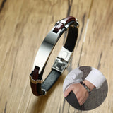 ID Tag Leather Bracelet