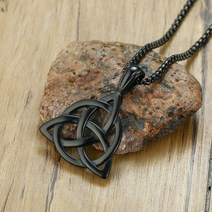 Black Celtic Irish Triquetra Knot Pendant Necklace