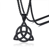 Black Celtic Irish Triquetra Knot Pendant Necklace